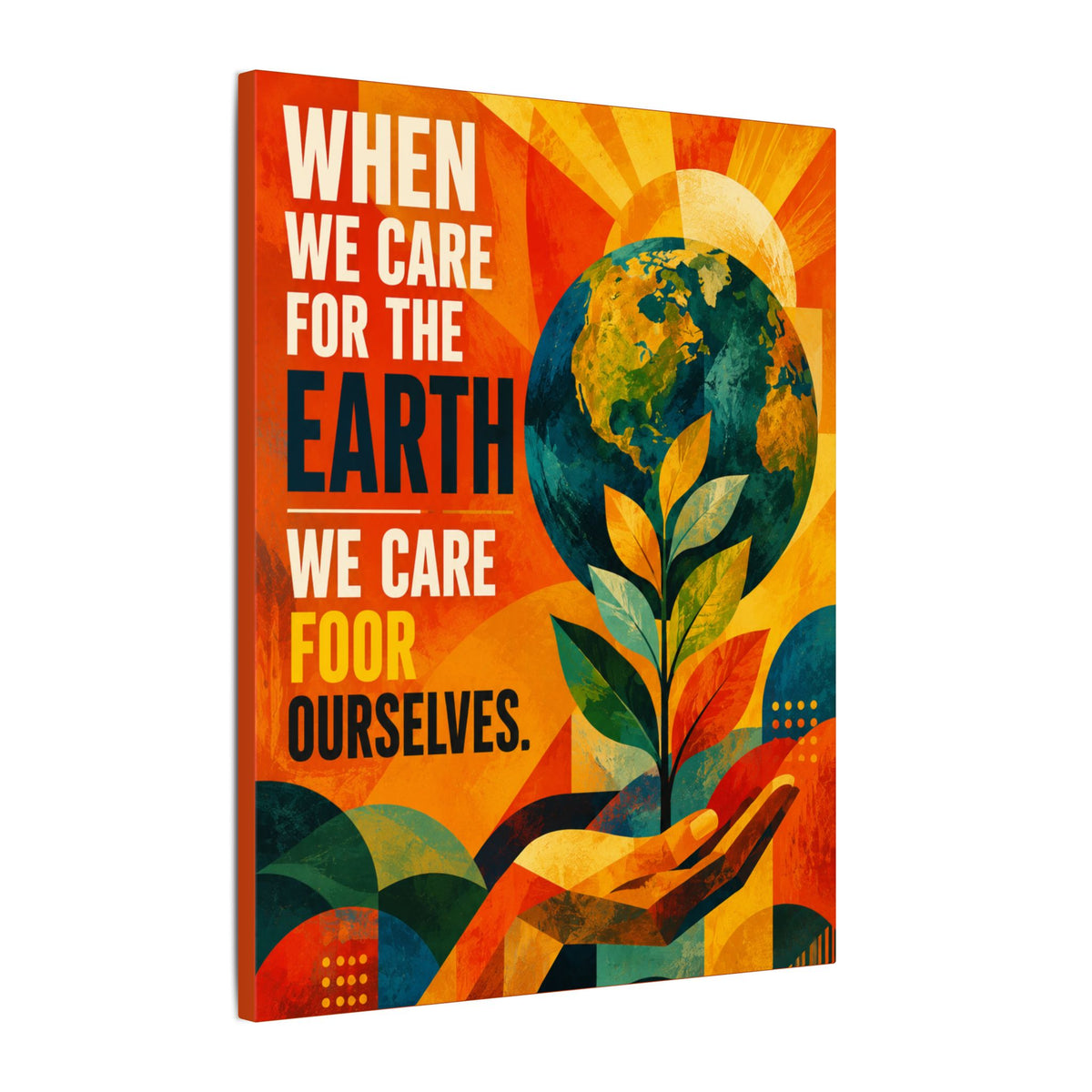 "WHEN WE CARE FOR EARTH, WE CARE FOR OUR SELVES" (Contemporary Abstract art). Earthsmart Eco Wall Art.