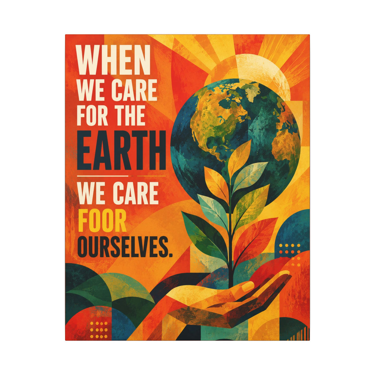 "WHEN WE CARE FOR EARTH, WE CARE FOR OUR SELVES" (Contemporary Abstract art). Earthsmart Eco Wall Art.