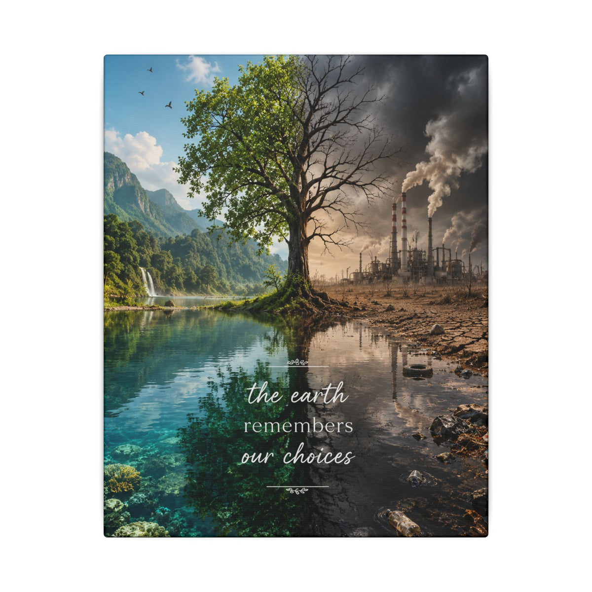 “THE EARTH REMEMBERS OUR CHOICES”. - Earthsmart Eco Art Wall Canvas.