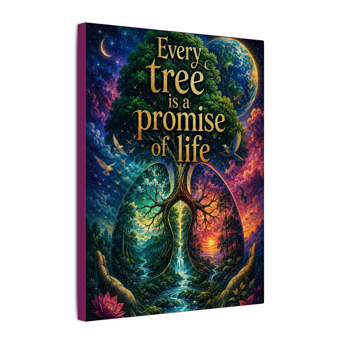 Copy of "EVERY TREE IS A PROMISE OF LIFE" (Surrealist art style). Earthsmart Eco Canvas Wall Art (Matte Stretched Print).
