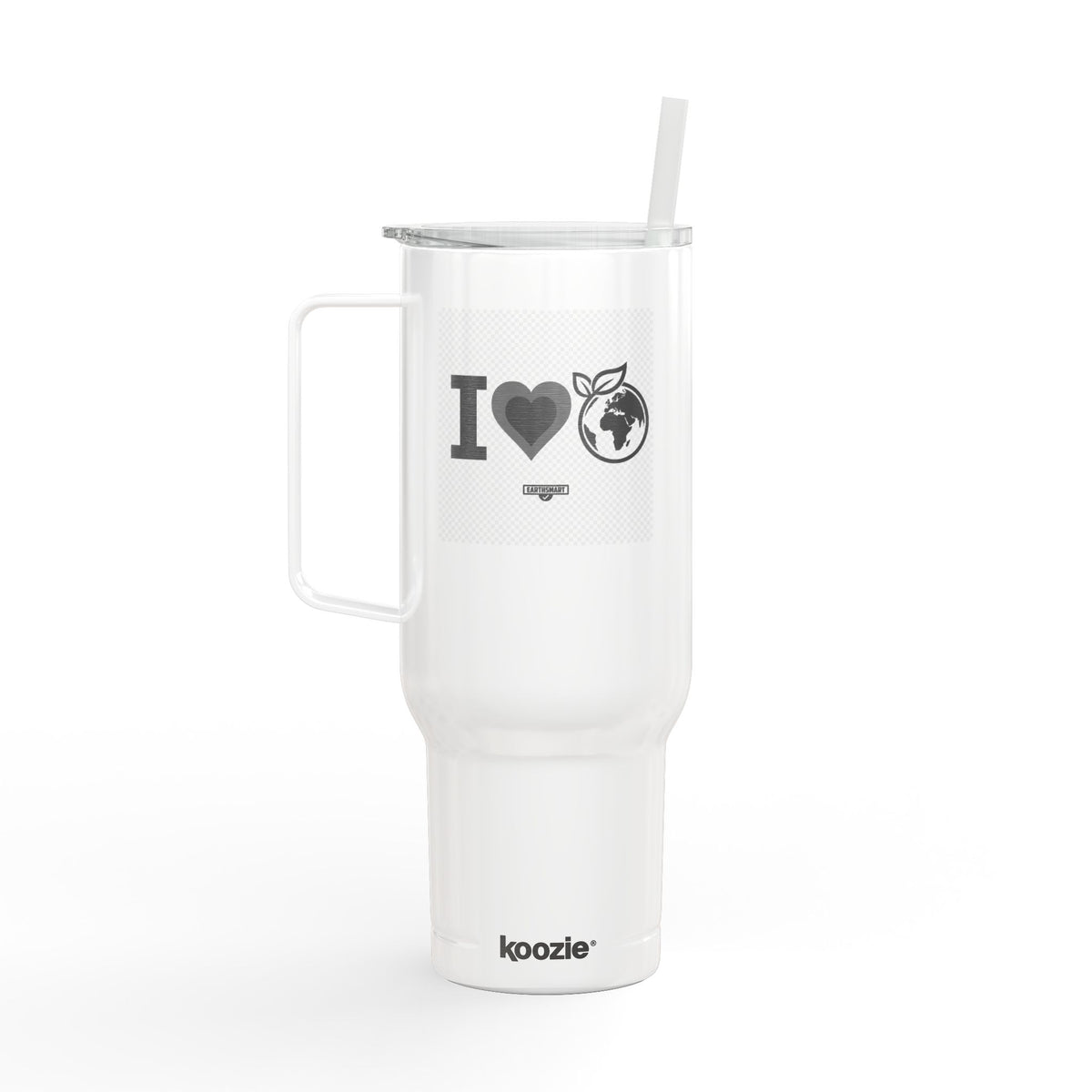 EARTHSMART Engraved Tumbler — 'I LOVE EARTH' RECYCLED STEEL & 100% RECYCLED PLASTIC. (1.8L - 40oz).