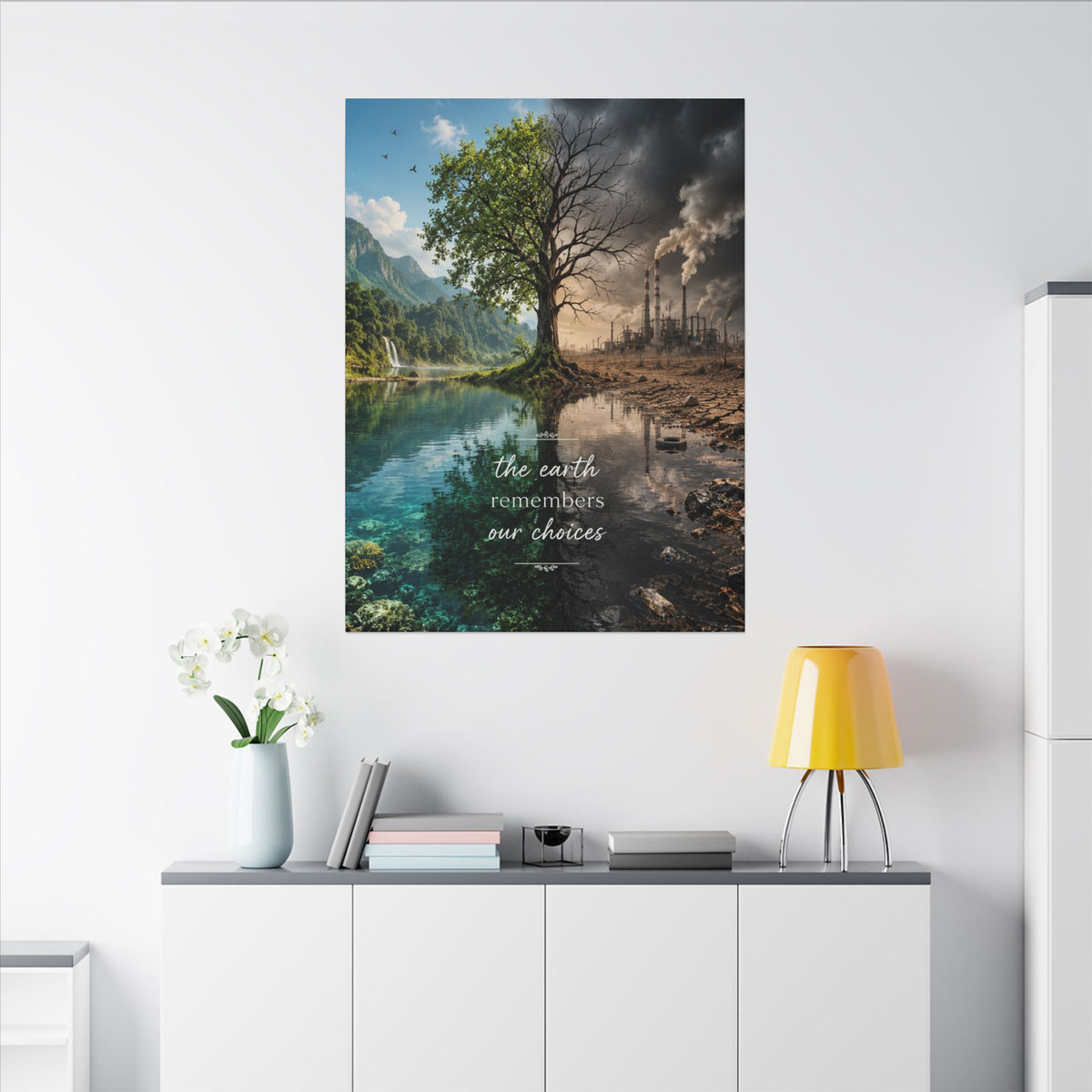 “THE EARTH REMEMBERS OUR CHOICES”. - Earthsmart Eco Art Wall Canvas.