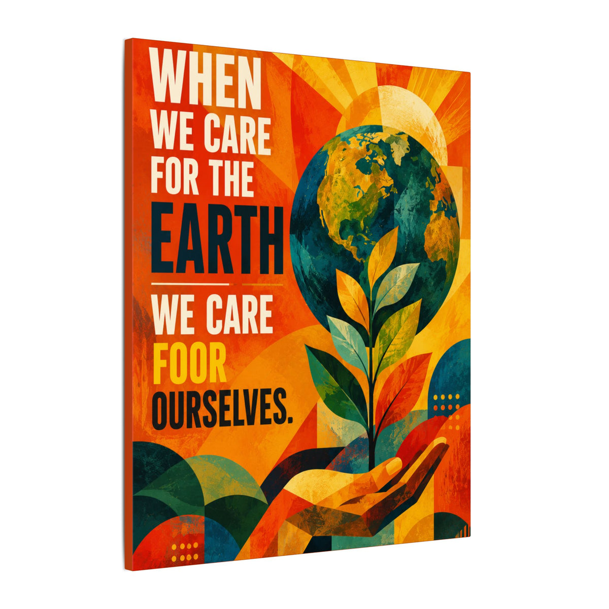 "WHEN WE CARE FOR EARTH, WE CARE FOR OUR SELVES" (Contemporary Abstract art). Earthsmart Eco Wall Art.
