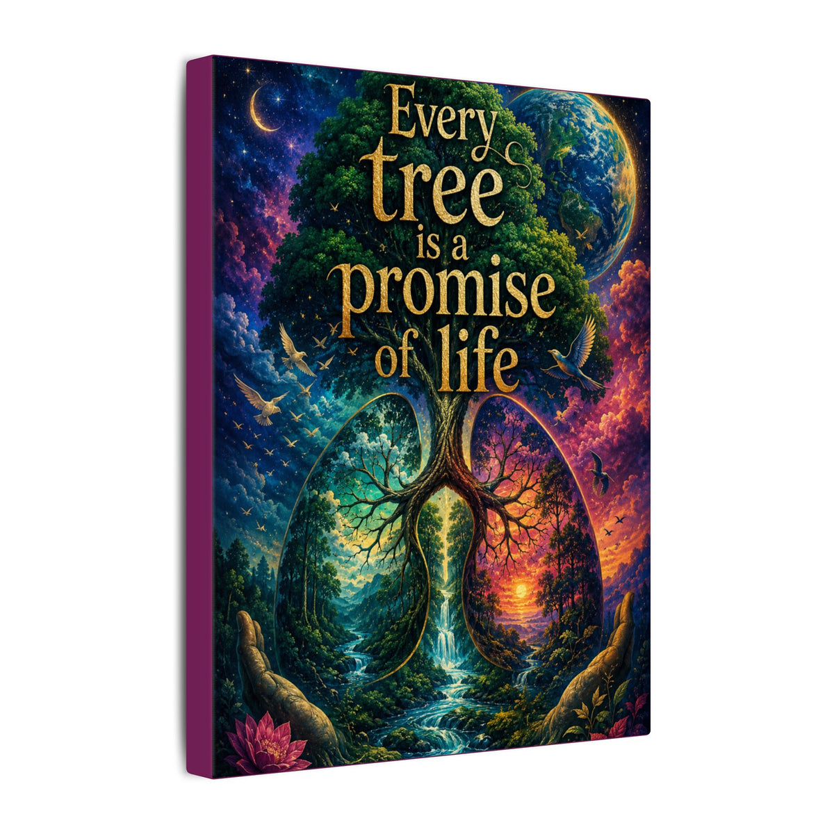 Copy of "EVERY TREE IS A PROMISE OF LIFE" (Surrealist art style). Earthsmart Eco Canvas Wall Art (Matte Stretched Print).