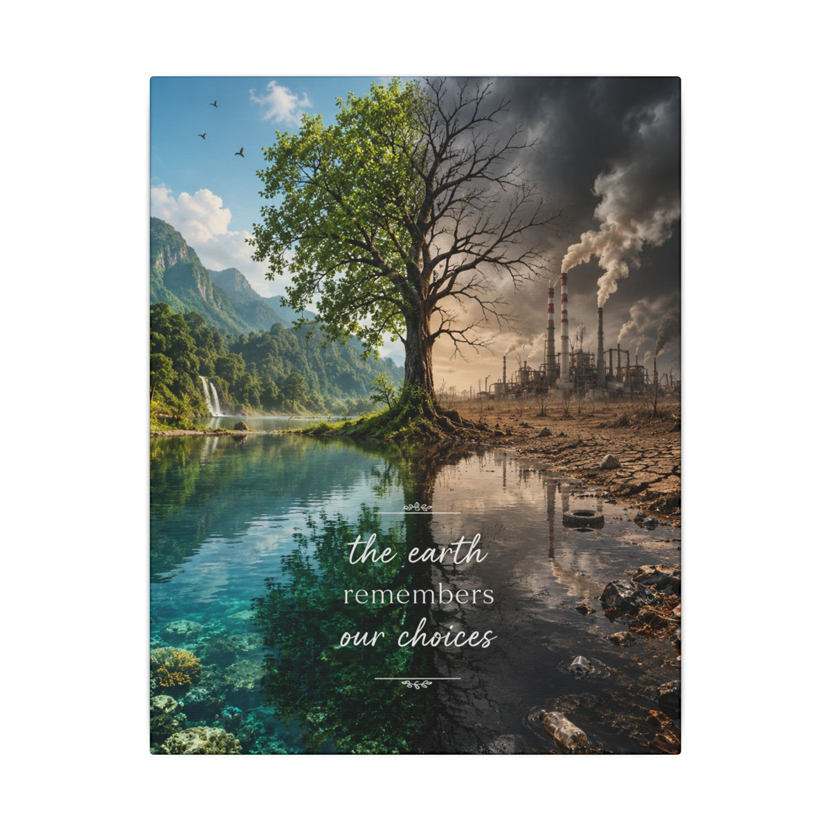 “THE EARTH REMEMBERS OUR CHOICES”. - Earthsmart Eco Art Wall Canvas.
