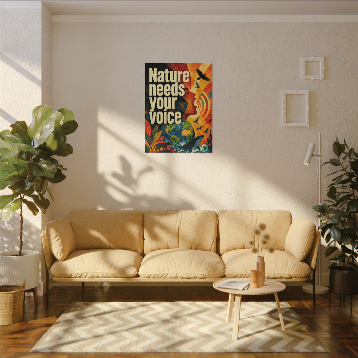 "NATURE NEEDS YOUR VOICE" (Contemporary art style). Earthsmart Eco Canvas Wall Art (Matte Stretched Print).
