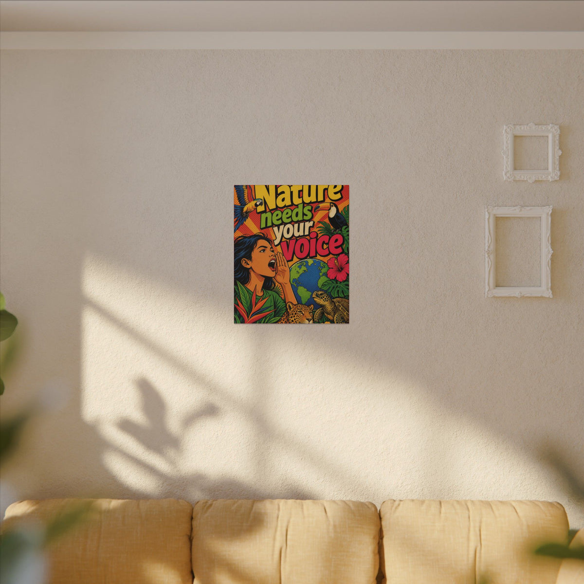 "NATURE NEEDS YOUR VOICE" (Pop art style). Earthsmart Eco Canvas Wall Art (Matte Stretched Print).