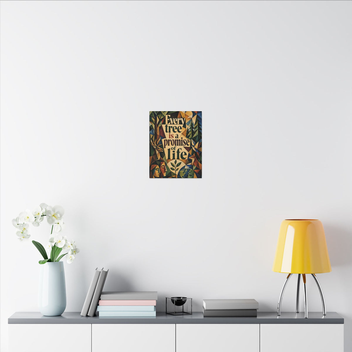 "EVERY TREE IS A PROMISE OF LIFE" (Cubist art style). Earthsmart Eco Canvas Wall Art (Matte Stretched Print).
