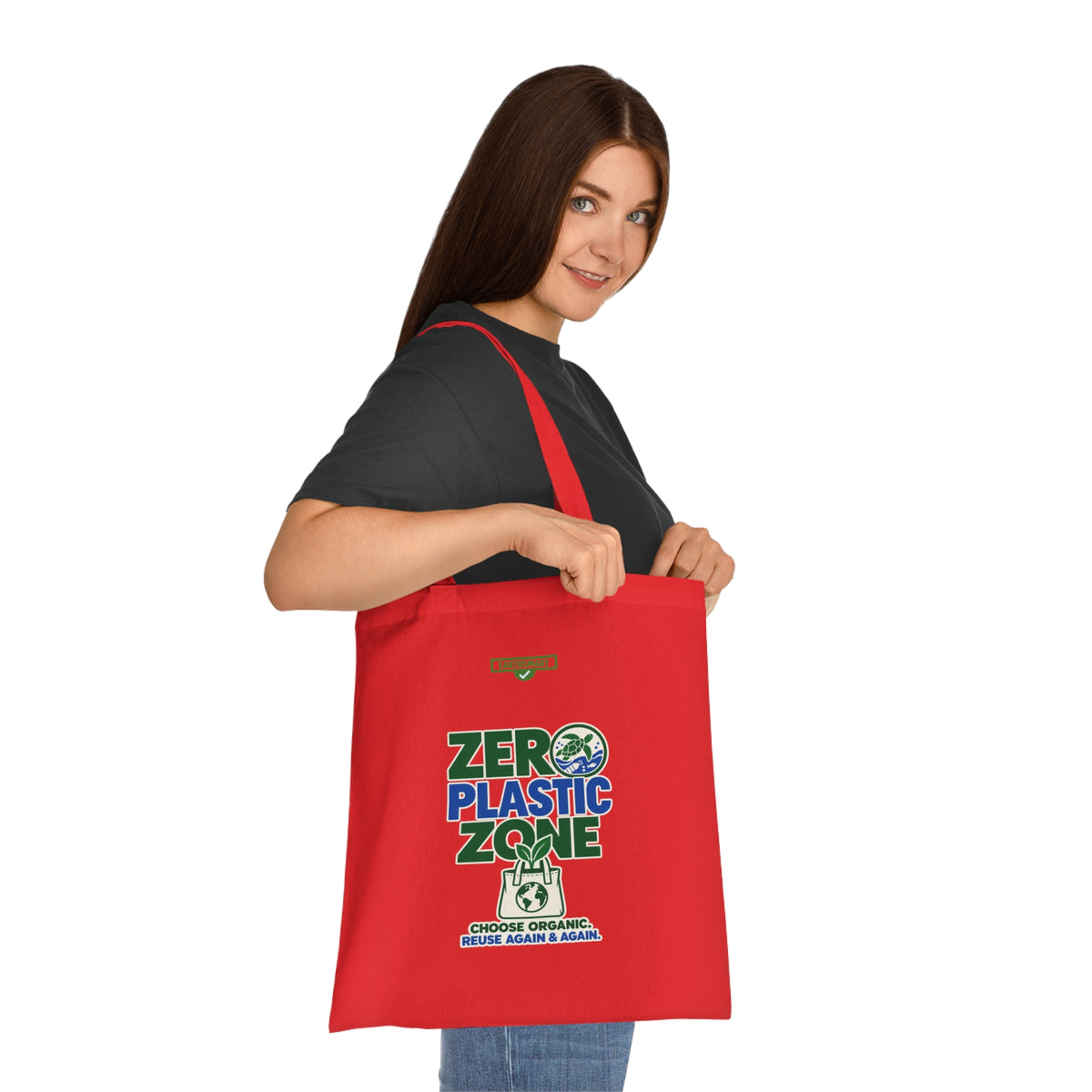 EARTHSMART 'ZERO PLASTIC ZONE' ECO TOTE BAG. 100% COTTON — (38cm x 42cm).