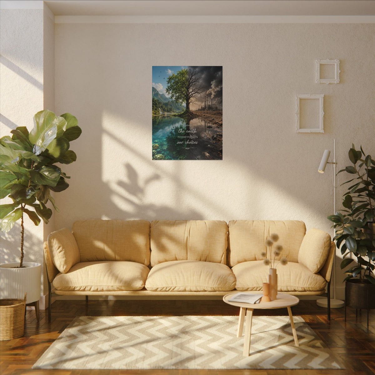 “THE EARTH REMEMBERS OUR CHOICES”. - Earthsmart Eco Art Wall Canvas.