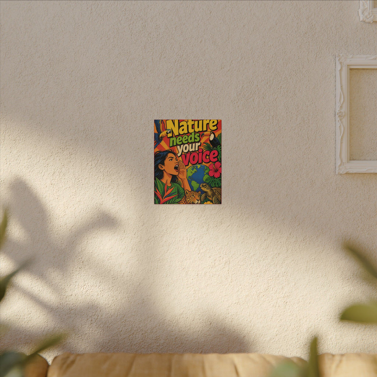 "NATURE NEEDS YOUR VOICE" (Pop art style). Earthsmart Eco Canvas Wall Art (Matte Stretched Print).