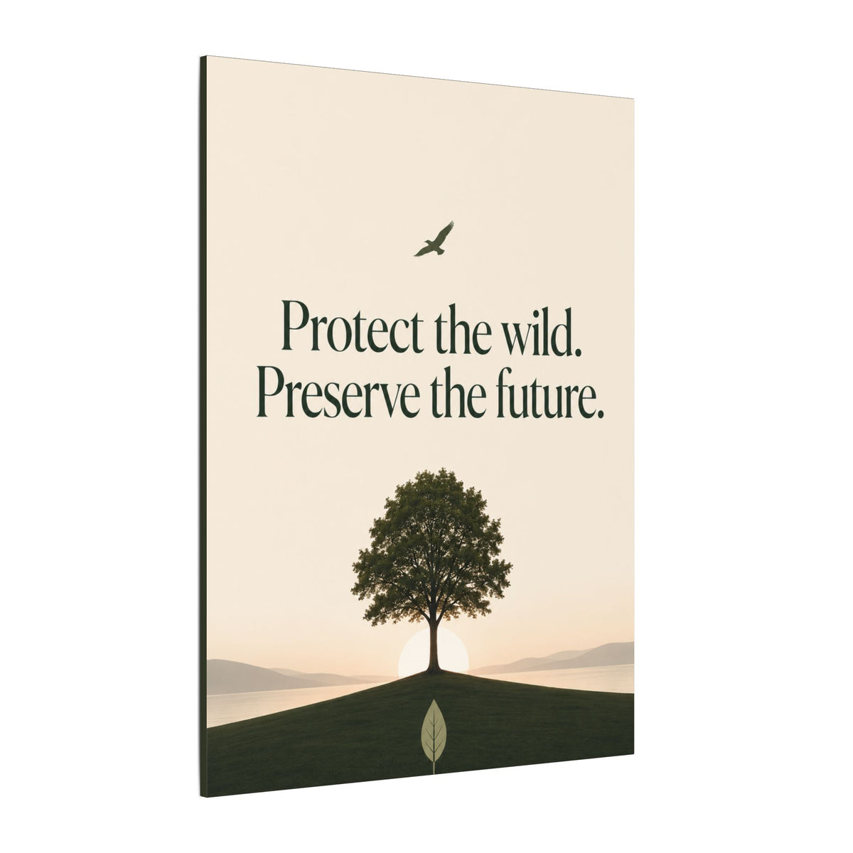 "PROTECT THE WILD PRESERVE THE FUTURE" (Minimalist art style). Earthsmart Eco Canvas Wall Art (Matte Stretched Print).