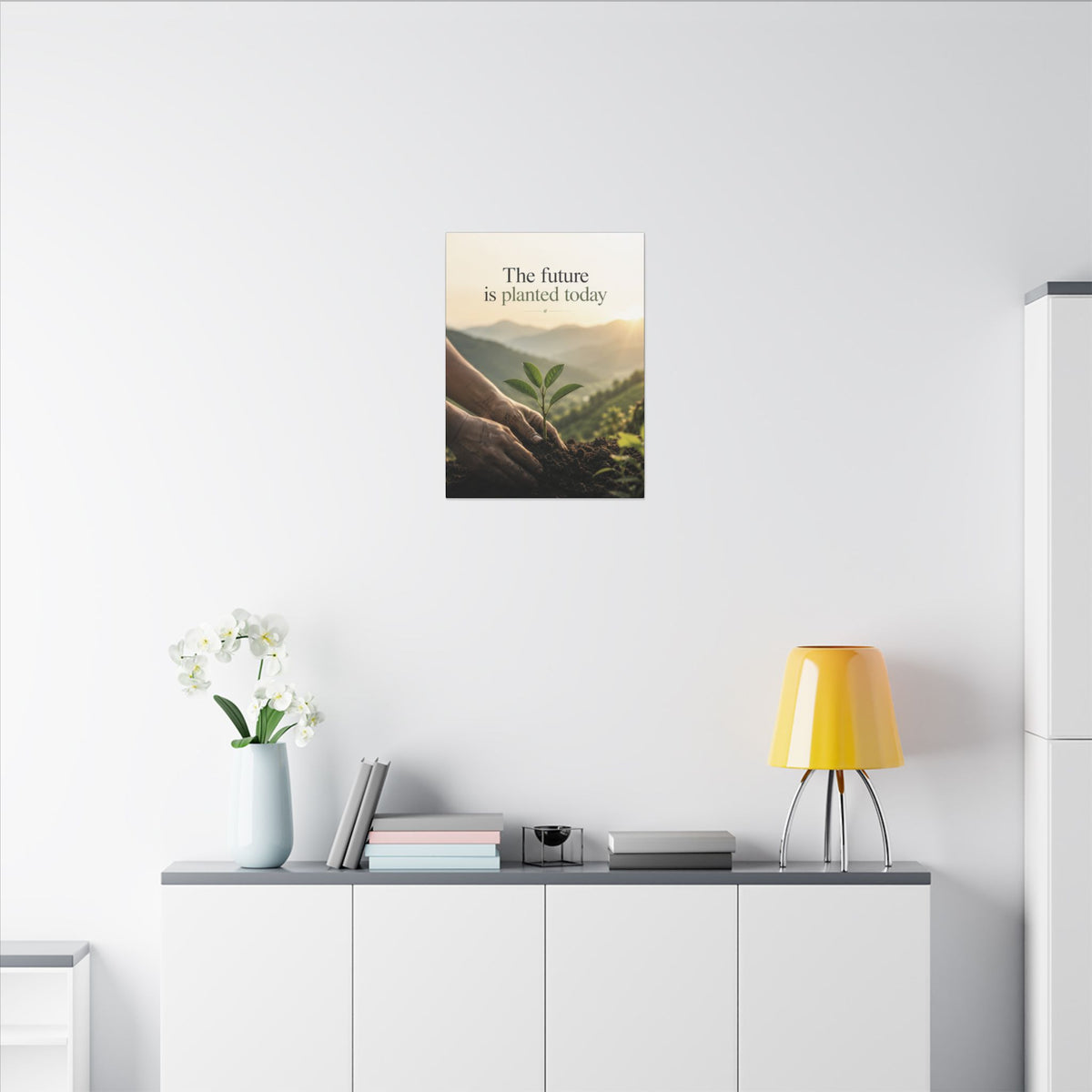 "THE FUTURE IS PLANTED TODAY". Earthsmart Eco Canvas Wall Art (Matte Stretched Print).