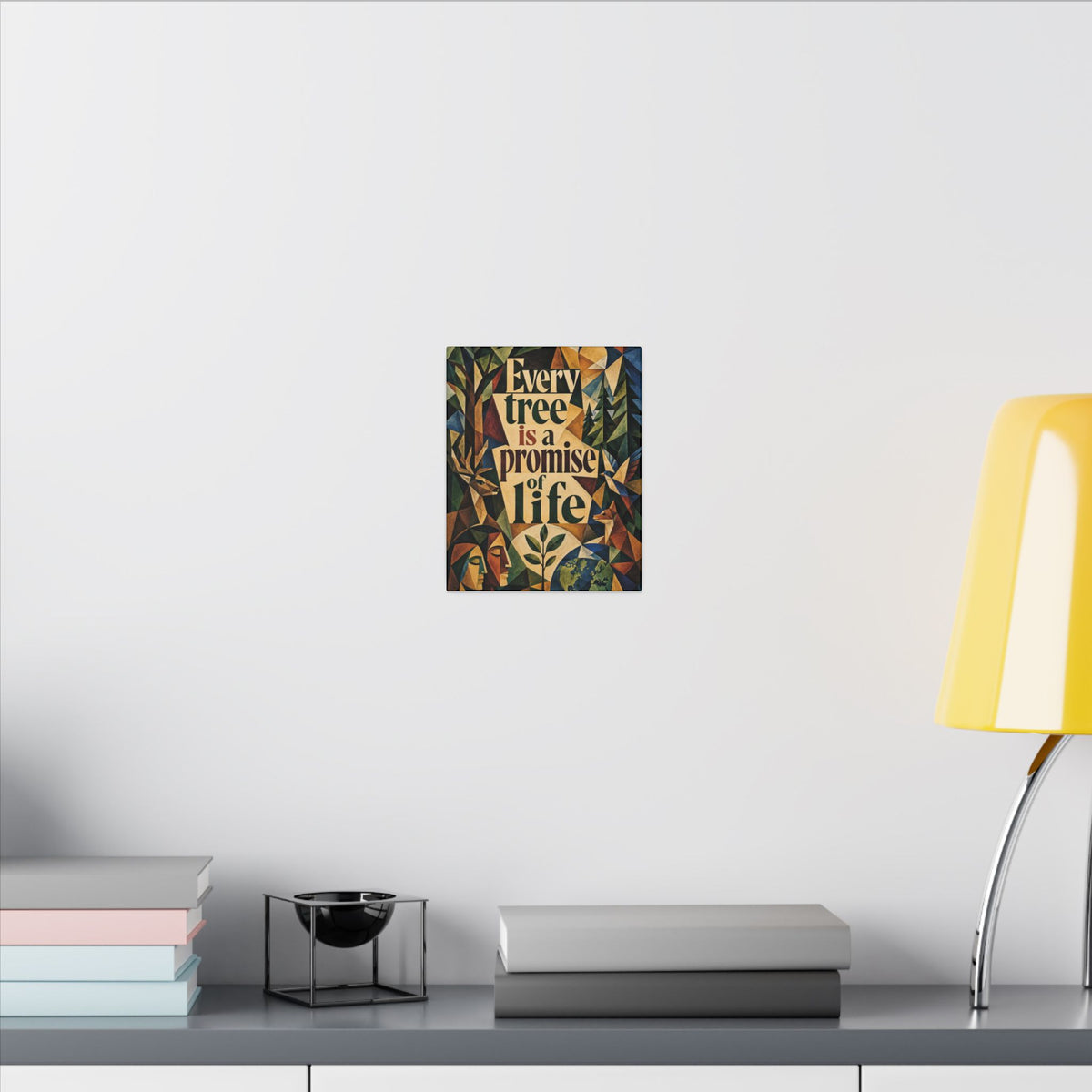 "EVERY TREE IS A PROMISE OF LIFE" (Cubist art style). Earthsmart Eco Canvas Wall Art (Matte Stretched Print).
