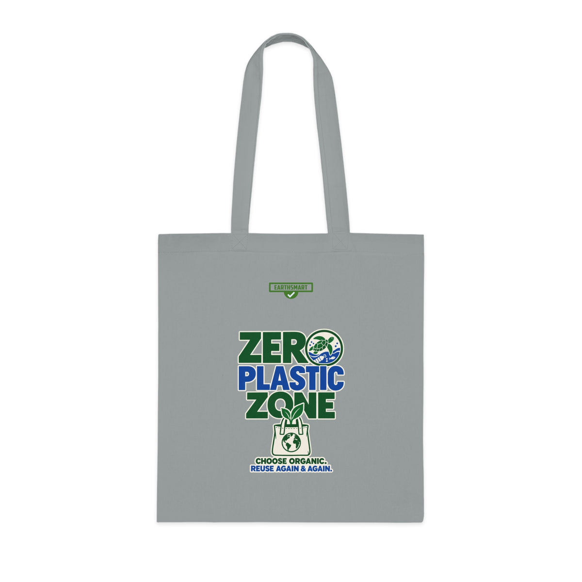 EARTHSMART 'ZERO PLASTIC ZONE' ECO TOTE BAG. 100% COTTON — (38cm x 42cm).