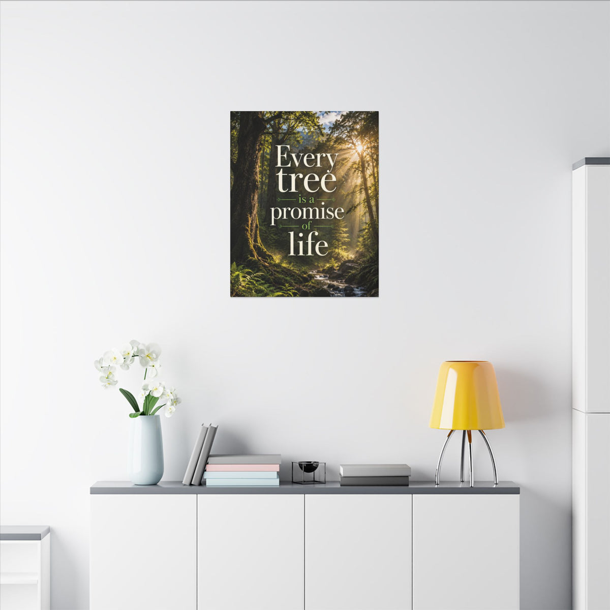 "EVERY TREE IS A PROMISE OF LIFE" (Photographic art style). Earthsmart Eco Canvas Wall Art (Matte Stretched Print).