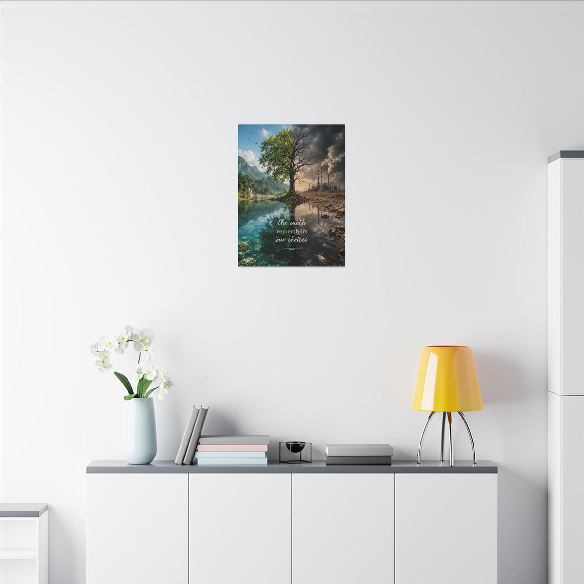 “THE EARTH REMEMBERS OUR CHOICES”. - Earthsmart Eco Art Wall Canvas.