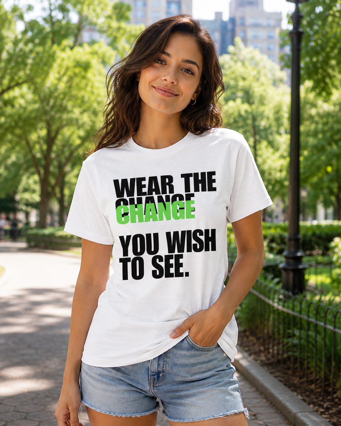 Earthsmart 'EARTH MOOD' Tee — "WEAR THE CHANGE YOU WISH TO SEE".