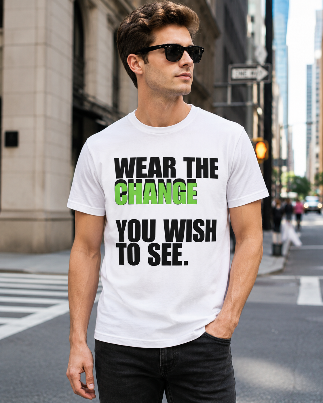 Earthsmart 'EARTH MOOD' Tee — "WEAR THE CHANGE YOU WISH TO SEE".