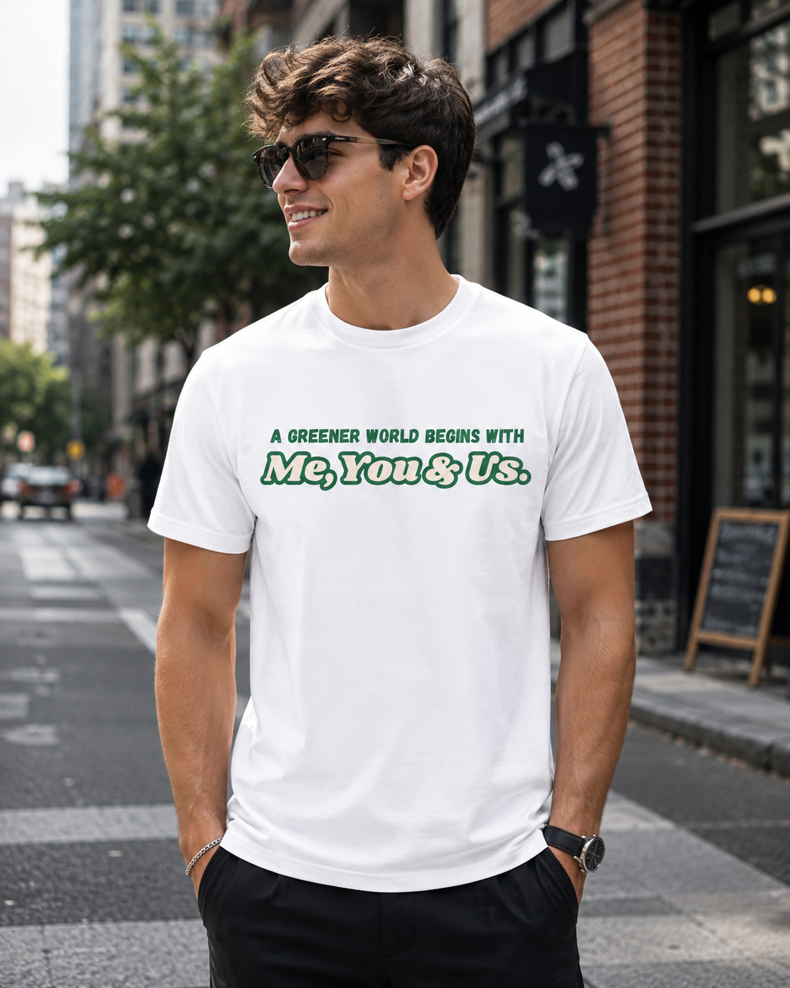 Earthsmart 'EARTH MOOD' TEE. - "A Greener World Begins With Me, You & Us". (Unisex).
