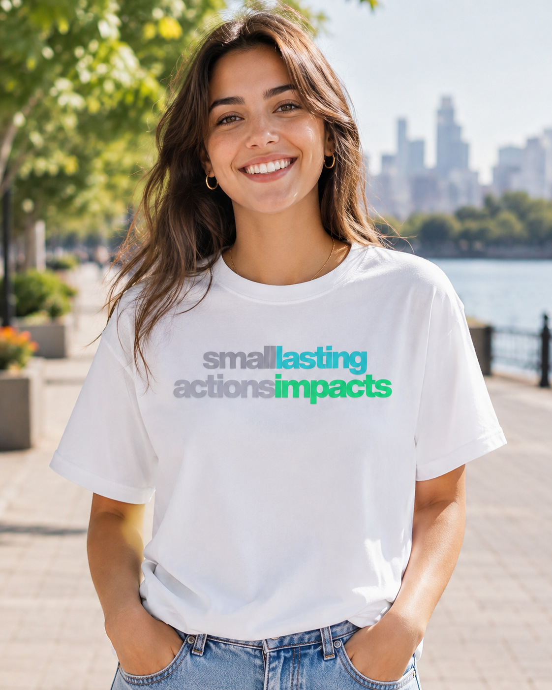 Earthsmart 'EARTH MOOD' Tee — "SMALL ACTIONS - LASTING IMPACTS". (UNISEX).