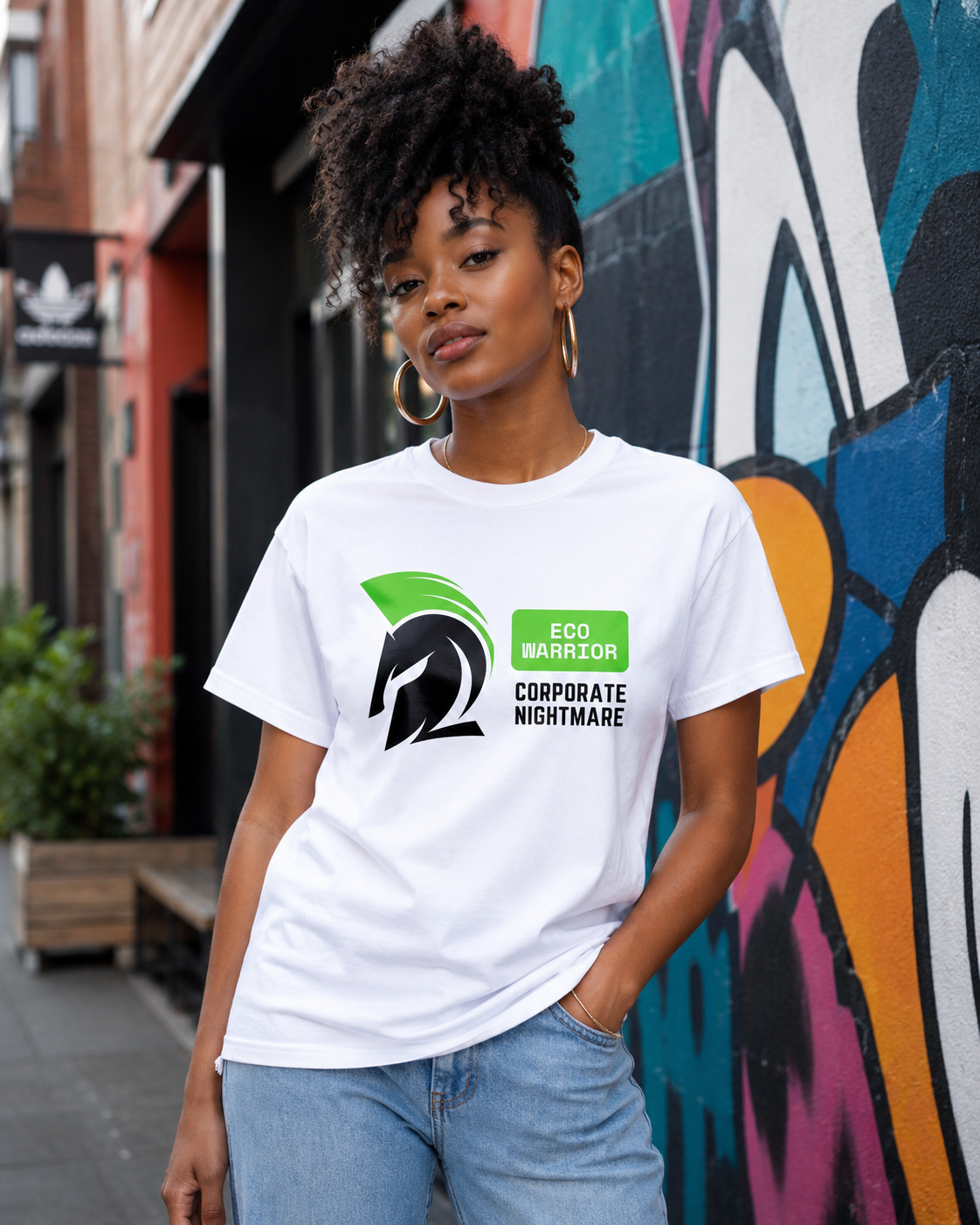 Earthsmart 'EARTH MOOD' Tee — "ECO WARRIOR - CORPORATE NIGHTMARE".  (UNISEX).