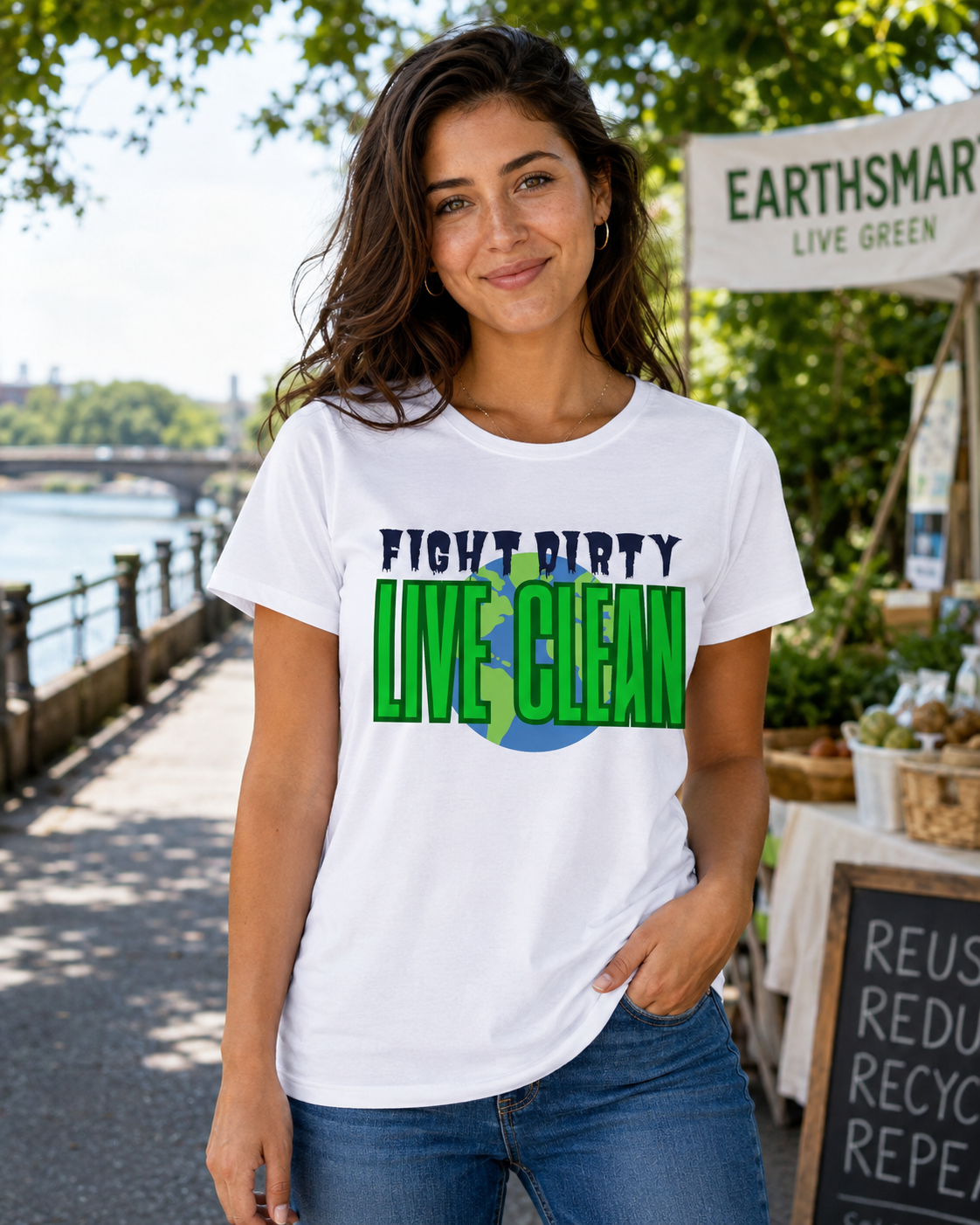 Earthsmart 'EARTH MOOD' Tee — "FIGHT DIRTY LIVE CLEAN".  (UNISEX).