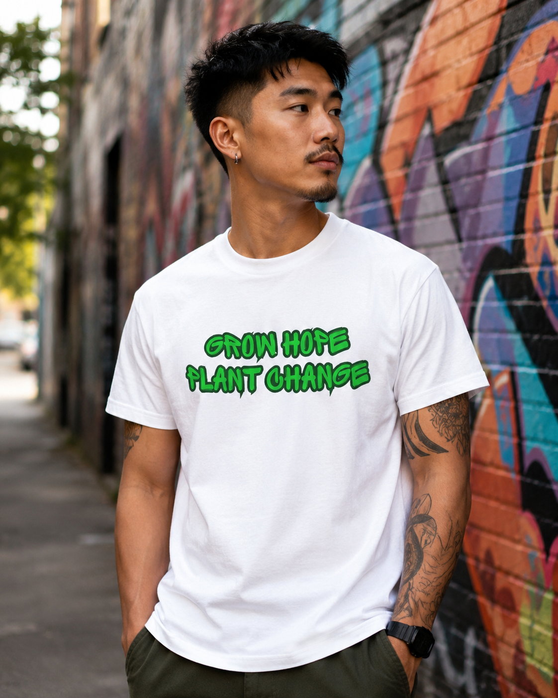 Earthsmart 'EARTH MOOD' Tee — "CREATE HOPE NOT CHANGE".  (UNISEX).