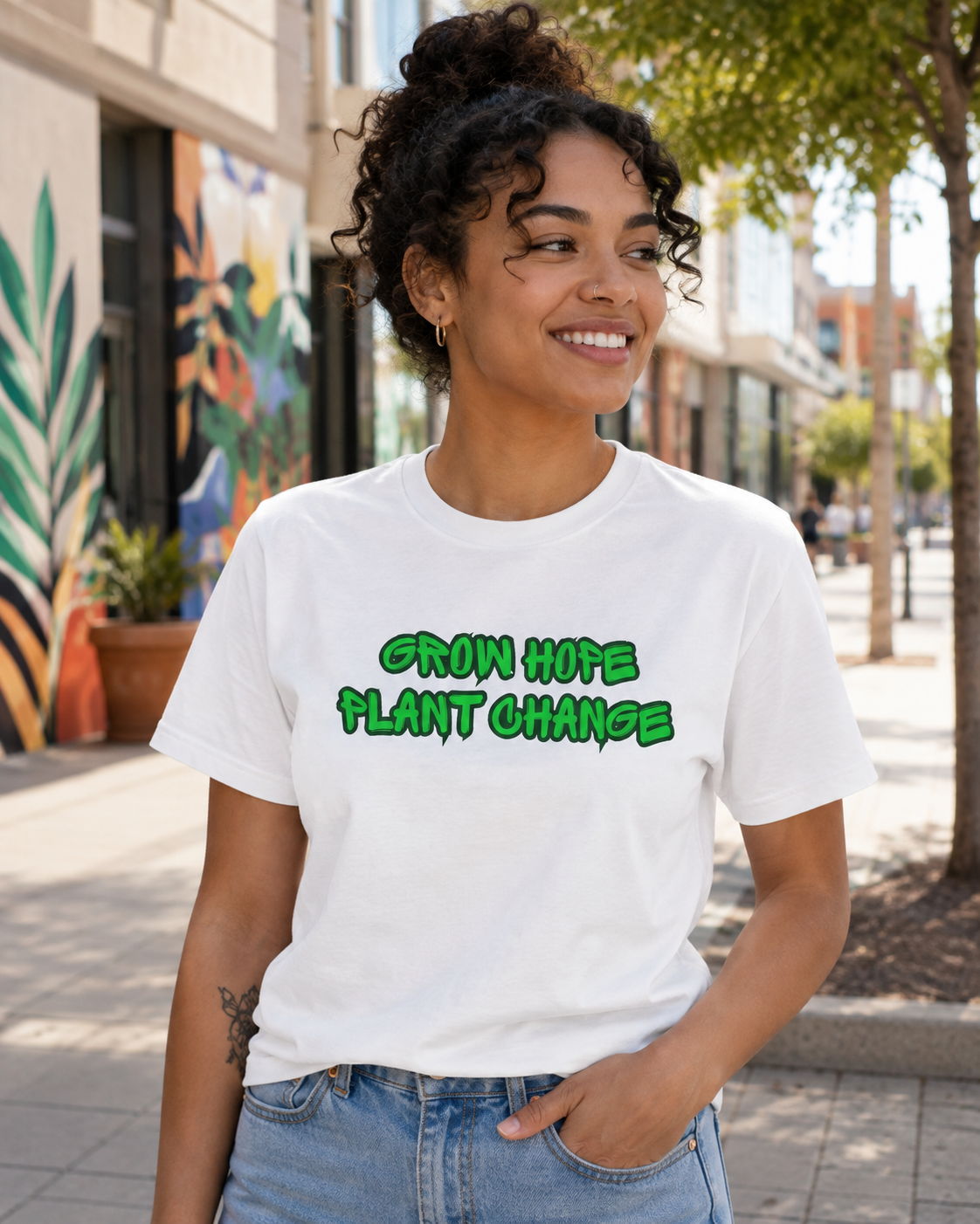 Earthsmart 'EARTH MOOD' Tee — "CREATE HOPE NOT CHANGE".  (UNISEX).