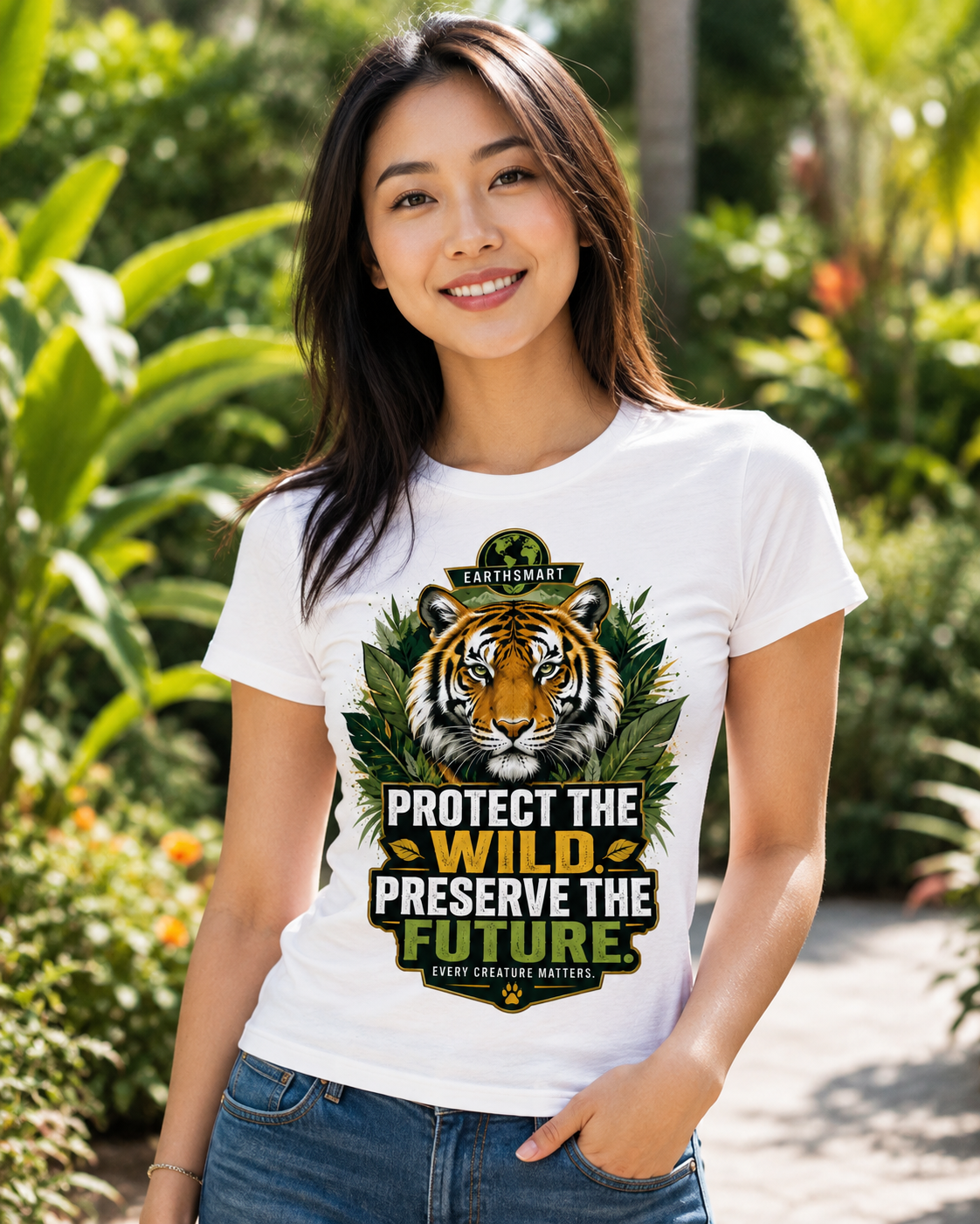Earthsmart 'EARTH MOOD' Tee — "PROTECT THE WILD PRESERVE THE FUTURE".  (UNISEX).