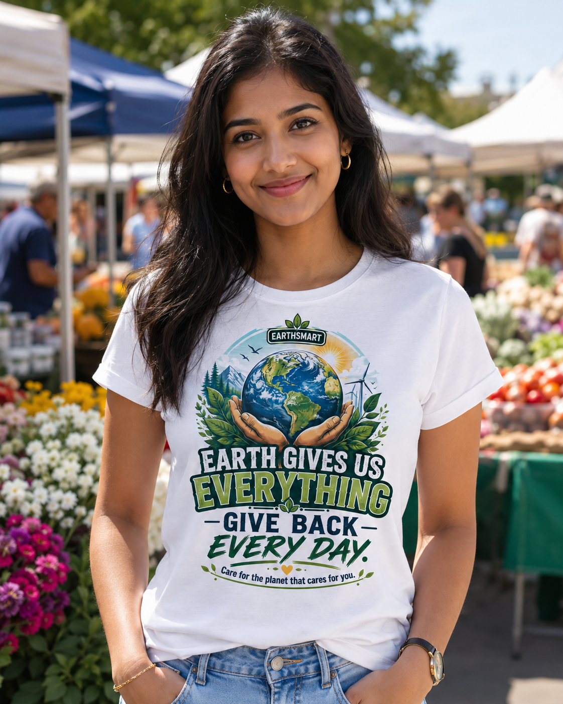 Earthsmart 'EARTH MOOD' Tee — "EARTH GIVES US EVERYTHING".  (UNISEX).