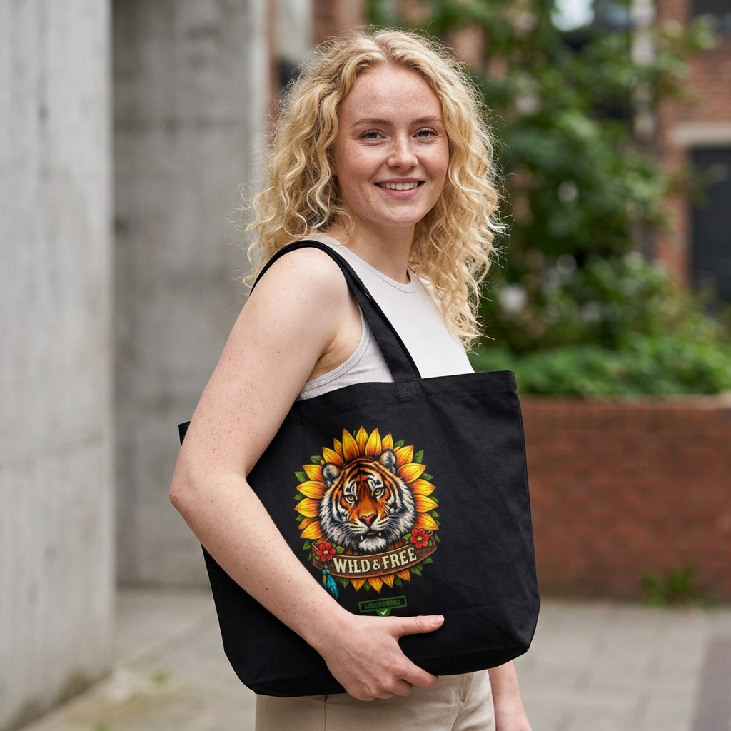 EARTHSMART LARGE ECO -TOTE - 100% COTTON - Wild & Free — (50.8 × 35.6 × 12.7 cm)