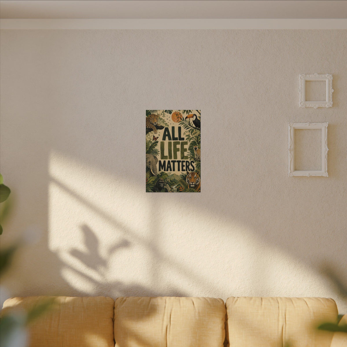 "ALL LIFE MATTERS" (Organic art style) Earthsmart Canvas Wall Art — Jungle Wildlife. (Matte Stretched Print)