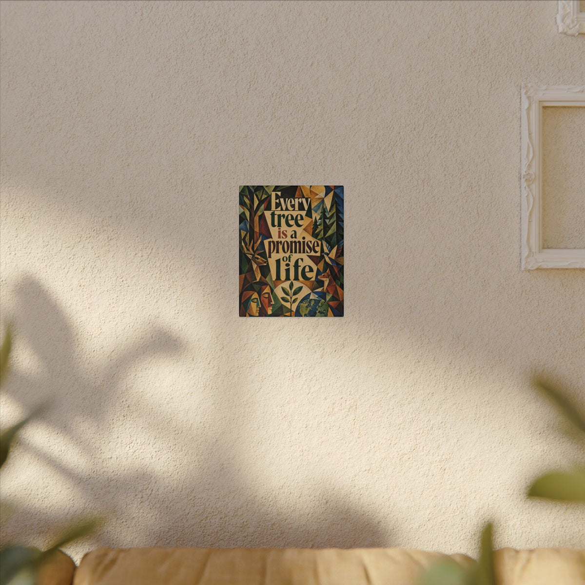"EVERY TREE IS A PROMISE OF LIFE" (Cubist art style). Earthsmart Eco Canvas Wall Art (Matte Stretched Print).