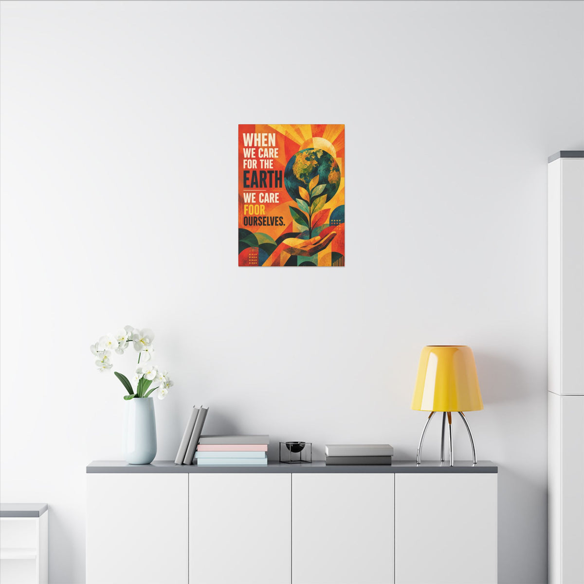 "WHEN WE CARE FOR EARTH, WE CARE FOR OUR SELVES" (Contemporary Abstract art). Earthsmart Eco Wall Art.