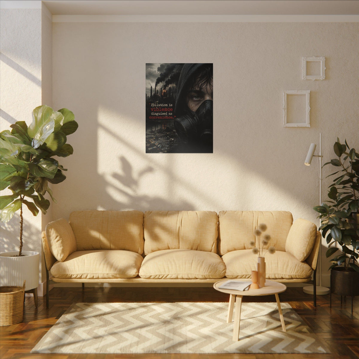 "POLLUTION IS VIOLENCE DISGUISED AS CONVENIENCE" (Dark Reality) - Earthsmart Canvas Wall Art.