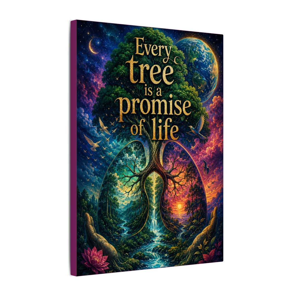 Copy of "EVERY TREE IS A PROMISE OF LIFE" (Surrealist art style). Earthsmart Eco Canvas Wall Art (Matte Stretched Print).