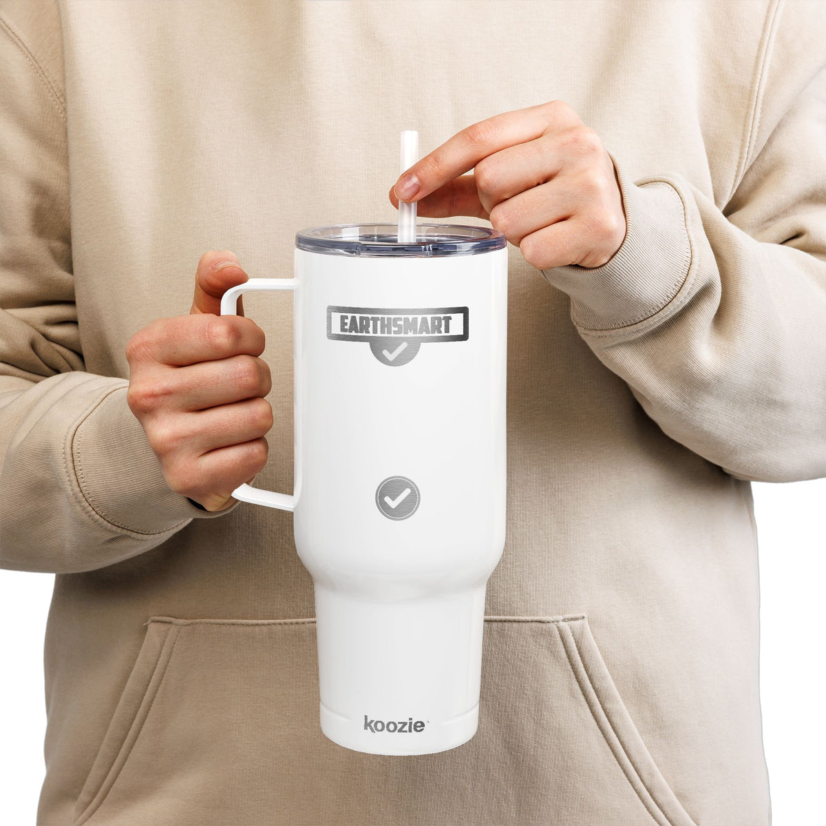 EARTHSMART Engraved Tumbler — 'ICONIC' LOGO -  RECYCLED STEEL & 100% RECYCLED PLASTIC. (1.82L).
