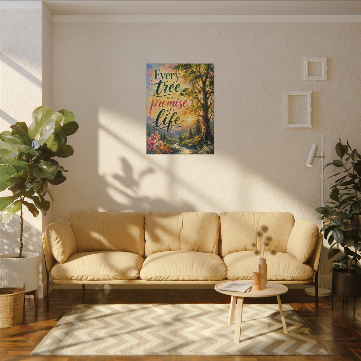"EVERY TREE IS A PROMISE OF LIFE" (Impressionist art style). Earthsmart Eco Wall Art. (Stretched Canvas Print).