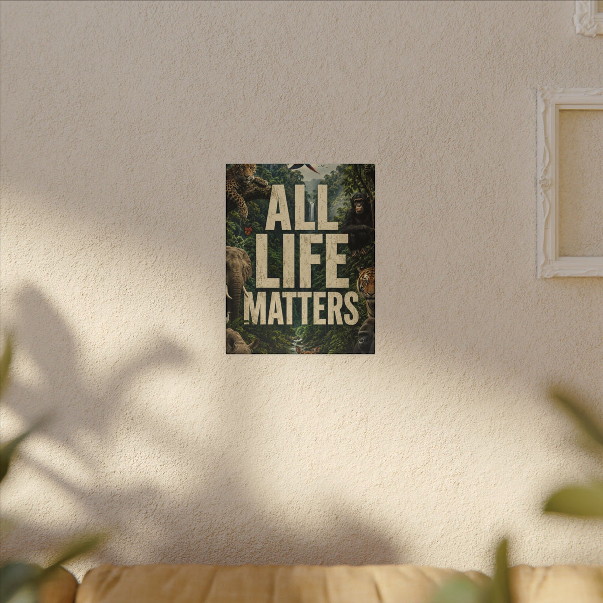 ALL LIFE MATTERS (Abstract art style) -  Earthsmart Canvas Wall Art. Jungle Wildlife ((Matte Stretched Print).