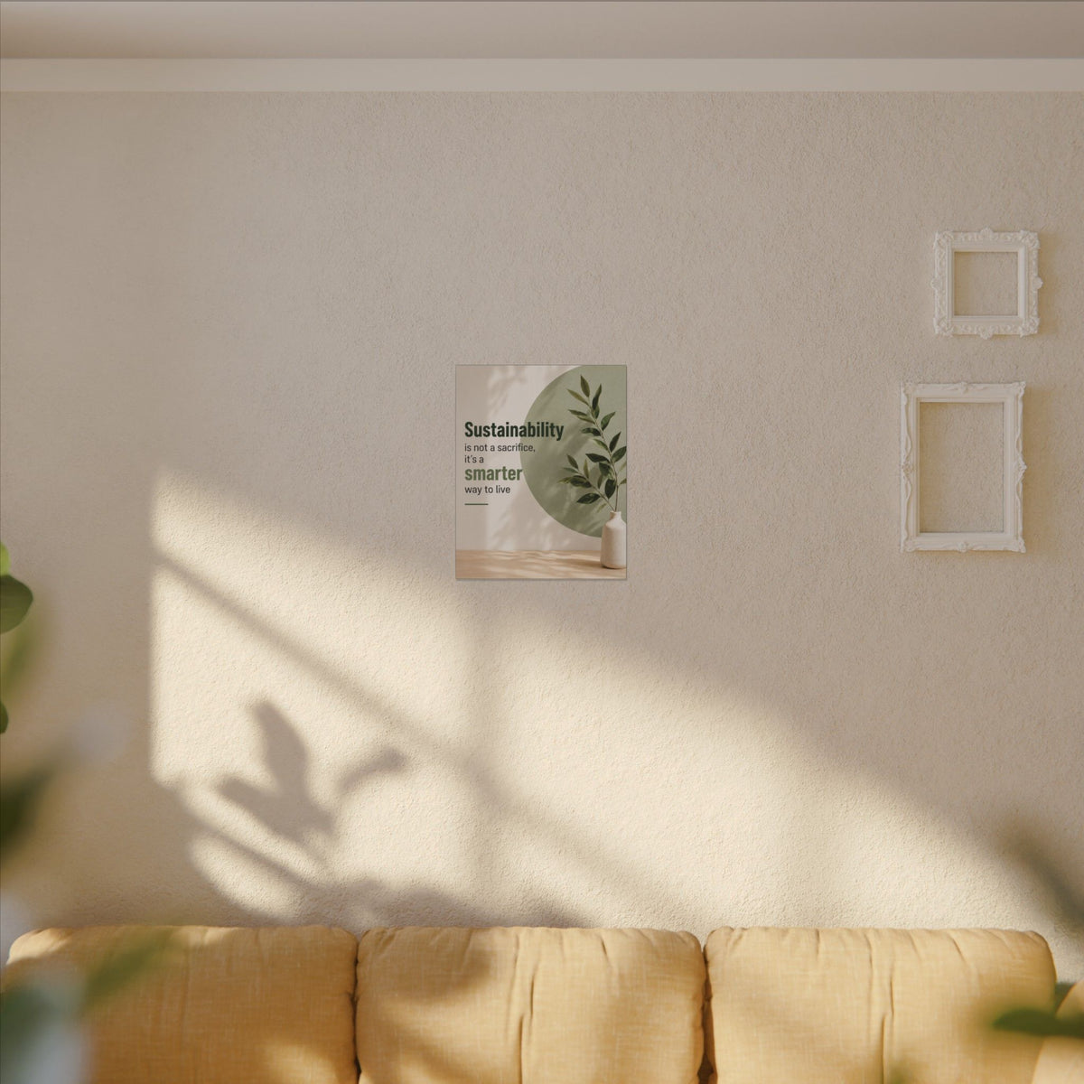 "SUSTAINABILITY IS NOT A SACRIFICE, IT'S A SMARTER WAY TO LIVE" (Minimalist art style). Earthsmart Eco Canvas Wall Art (Matte Stretched Print).