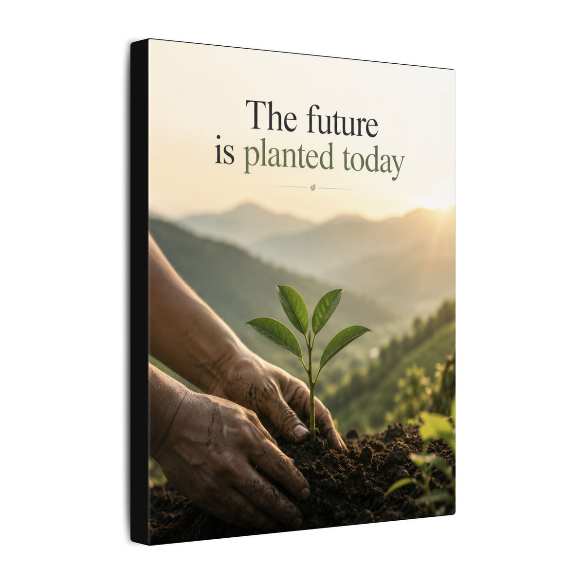 "THE FUTURE IS PLANTED TODAY". Earthsmart Eco Canvas Wall Art (Matte Stretched Print).