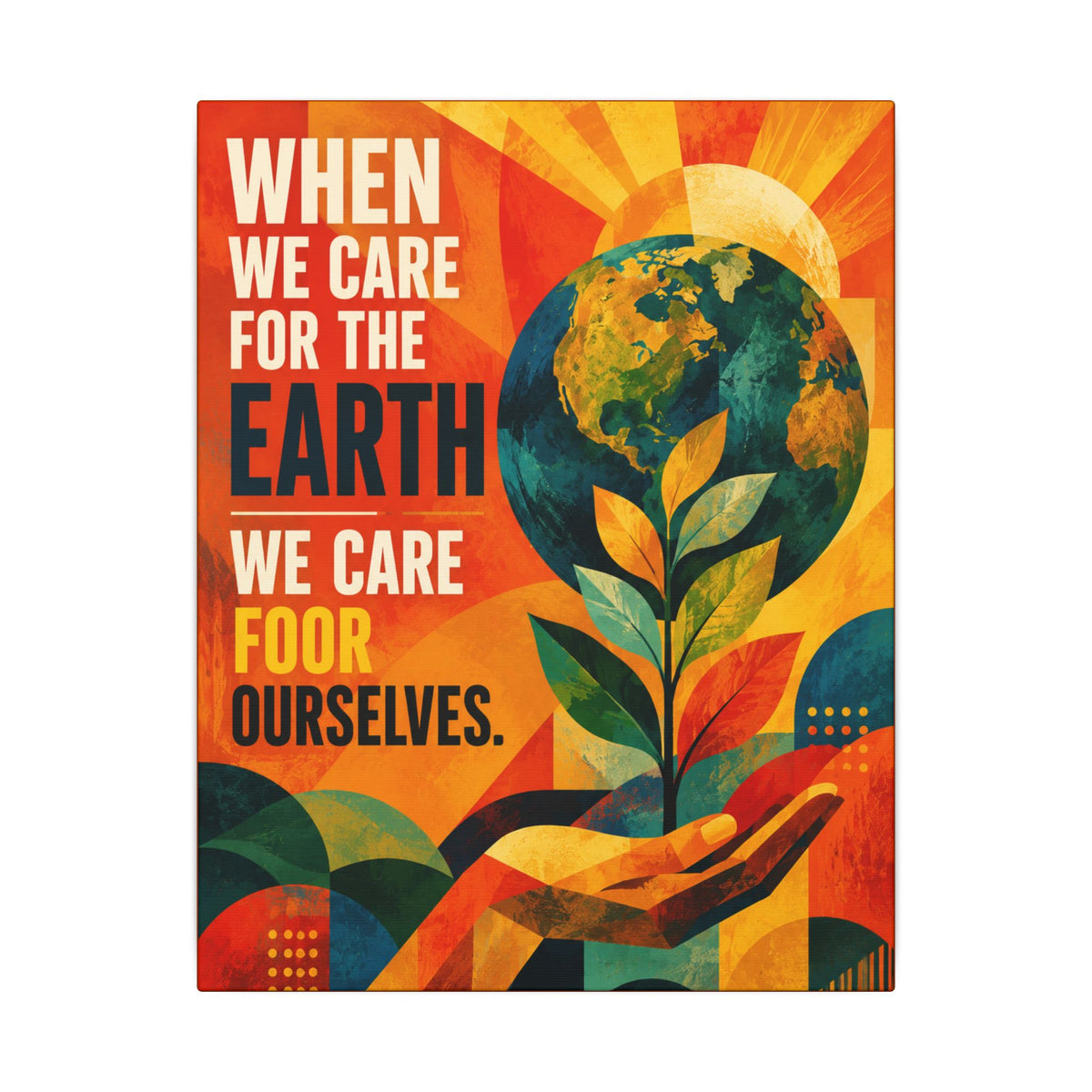 "WHEN WE CARE FOR EARTH, WE CARE FOR OUR SELVES" (Contemporary Abstract art). Earthsmart Eco Wall Art.