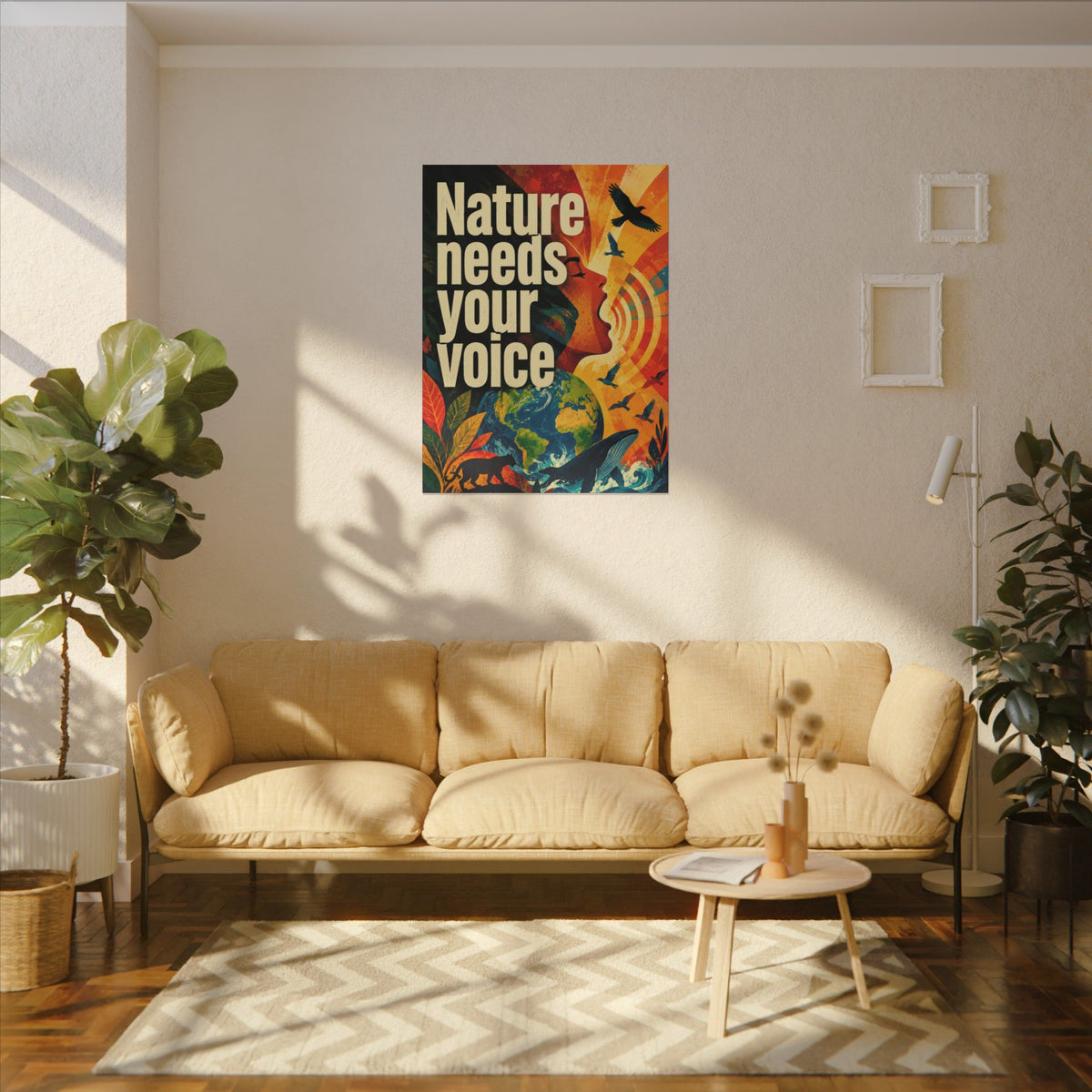 "NATURE NEEDS YOUR VOICE" (Contemporary art style). Earthsmart Eco Canvas Wall Art (Matte Stretched Print).