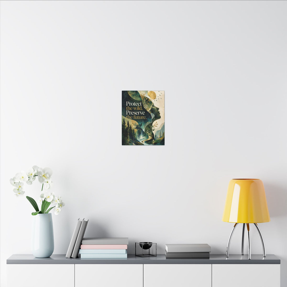 "PROTECT THE WILD PRESERVE THE FUTURE" (Abstract art style). Earthsmart Eco Canvas Wall Art (Matte Stretched Print).