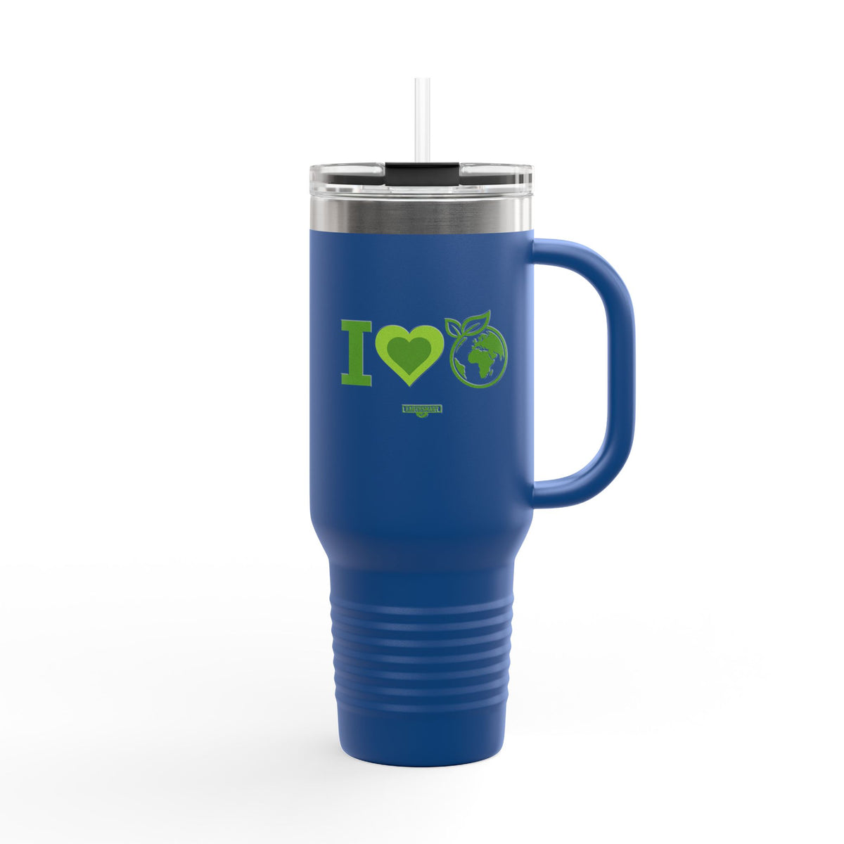 EARTHSMART ECO TUMBLER - 'I LOVE EARTH' version -  100% stainless steel (body), 100% recycled plastic (straw and lid).(1.8L - 40OZ)