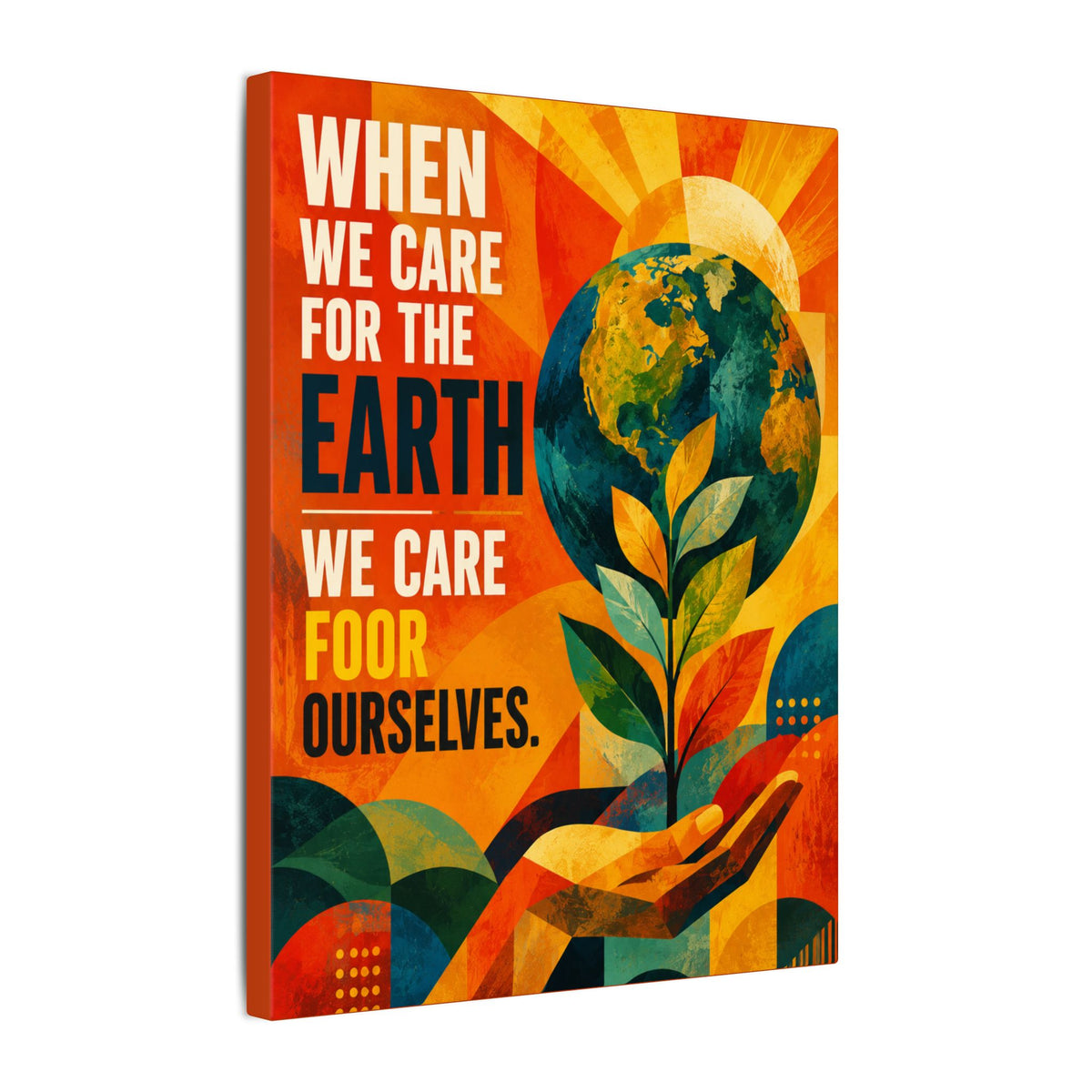 "WHEN WE CARE FOR EARTH, WE CARE FOR OUR SELVES" (Contemporary Abstract art). Earthsmart Eco Wall Art.