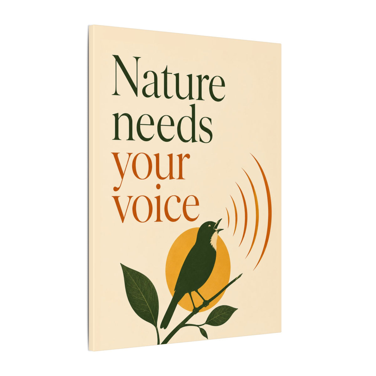"NATURE NEEDS YOUR VOICE" (Minimalist art style). Earthsmart Eco Canvas Wall Art (Matte Stretched Print).