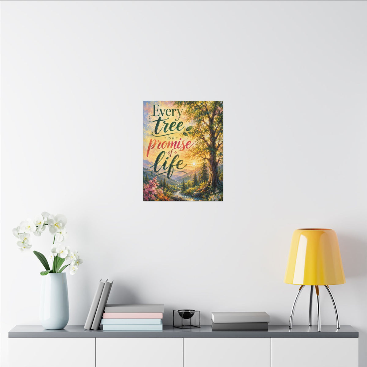"EVERY TREE IS A PROMISE OF LIFE" (Impressionist art style). Earthsmart Eco Wall Art. (Stretched Canvas Print).