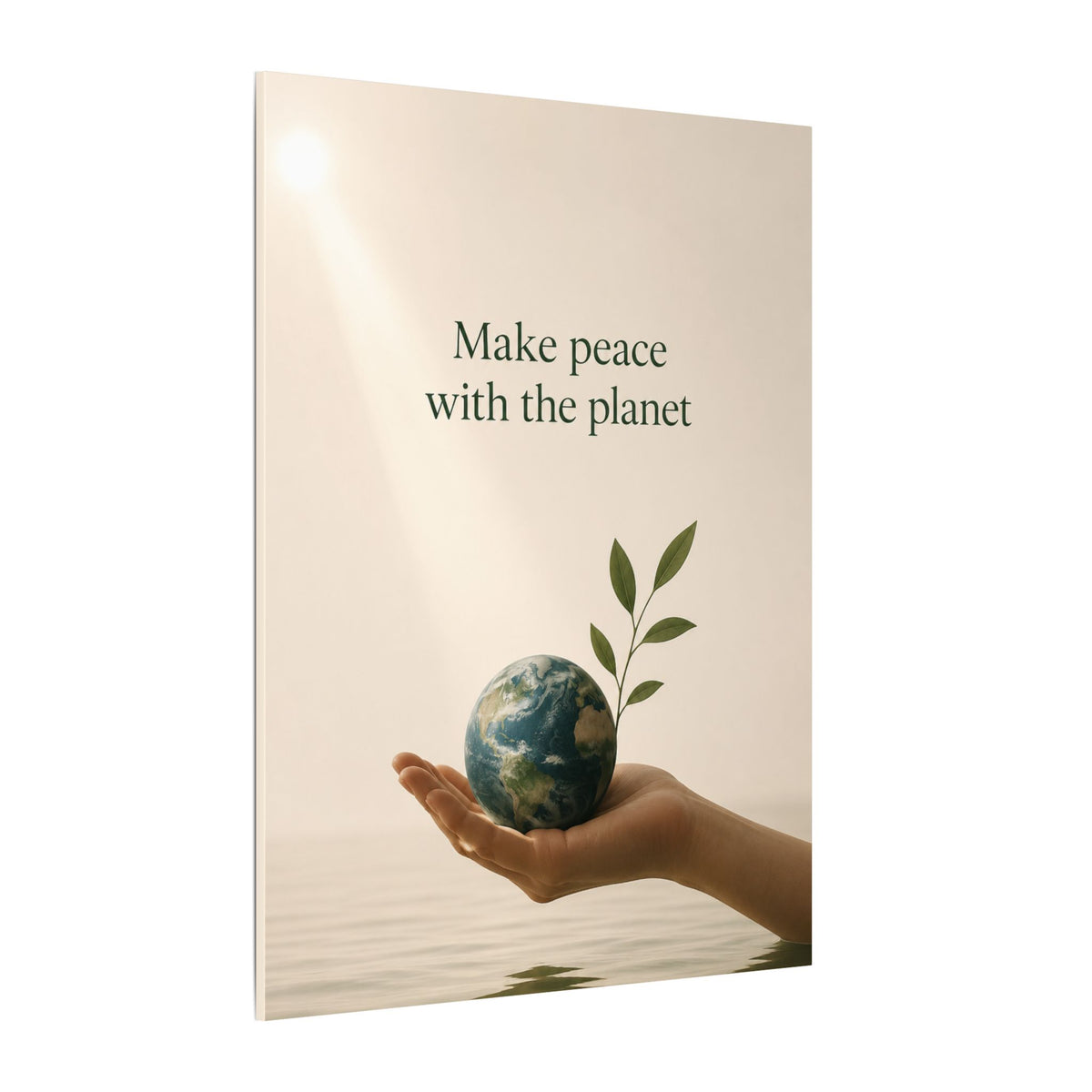 "MAKE PEACE WITH THE PLANET" (Minimalist art style). Earthsmart Eco Canvas Wall Art (Matte Stretched Print).